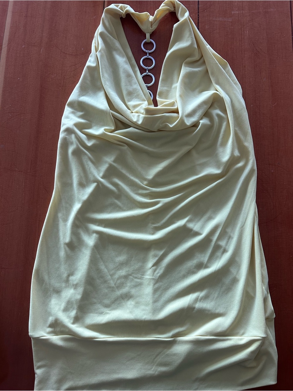 Butter yellow Halter Cowl Neck Camisole with Ring Detail